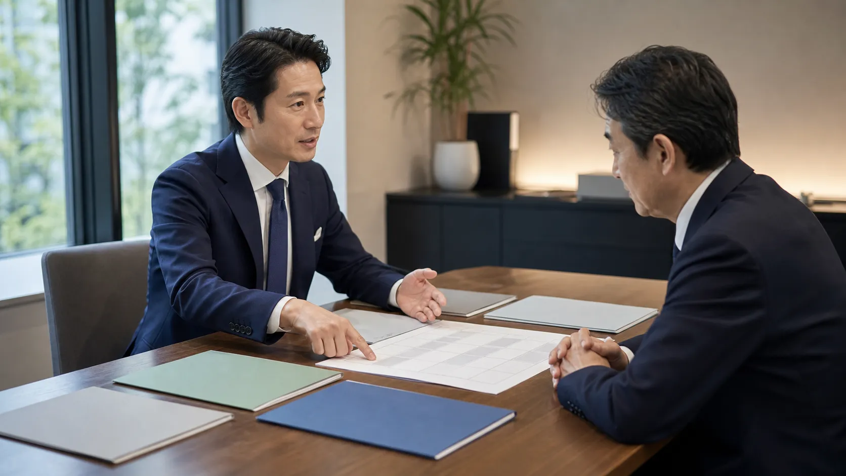 M&Aの手続きステップを整理しながら経営者に説明する専門家