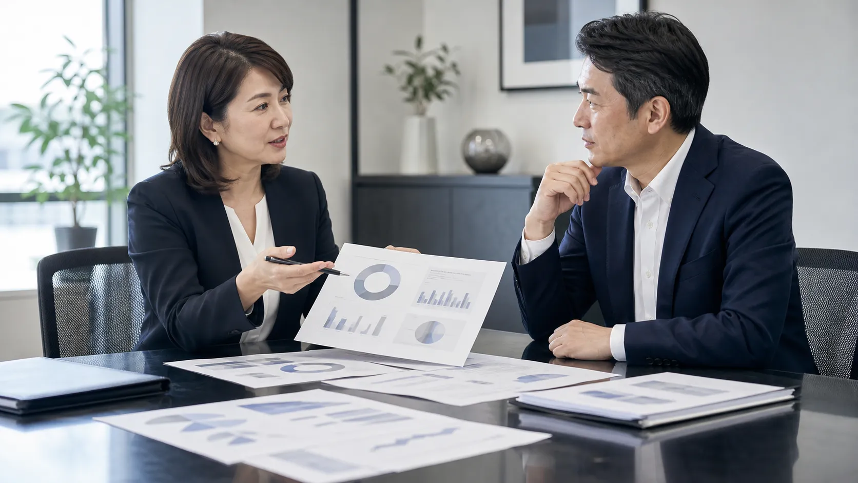 M&Aの失敗リスクについて専門家が丁寧に説明する様子