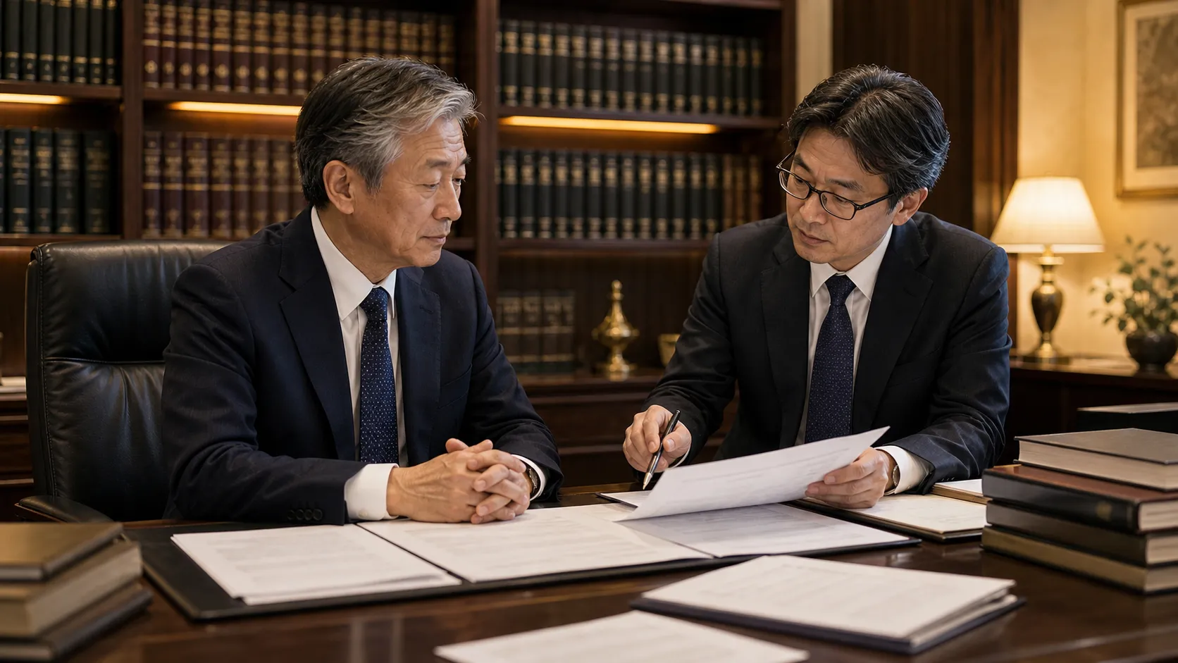 事業承継税制と資産管理会社の問題を税理士と確認する経営者