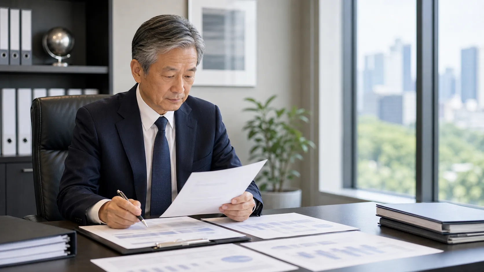 M&A検討前のチェックリストを確認する不動産管理会社経営者
