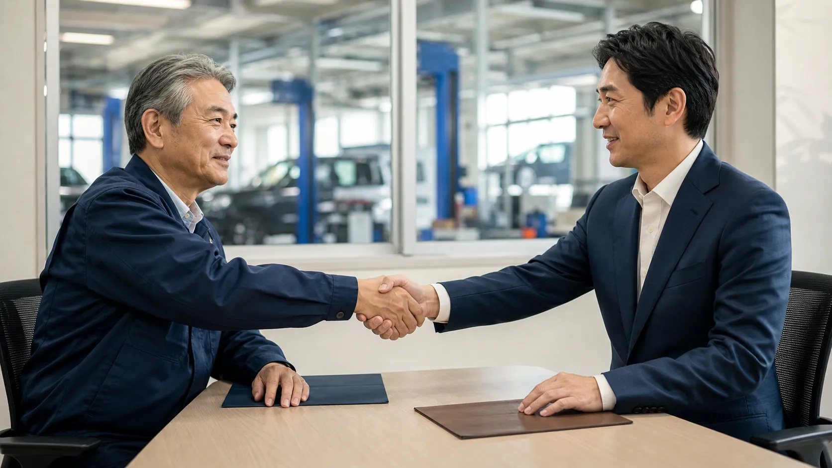 M&Aによる売り手・買い手双方のメリットを確認し合意するシーン