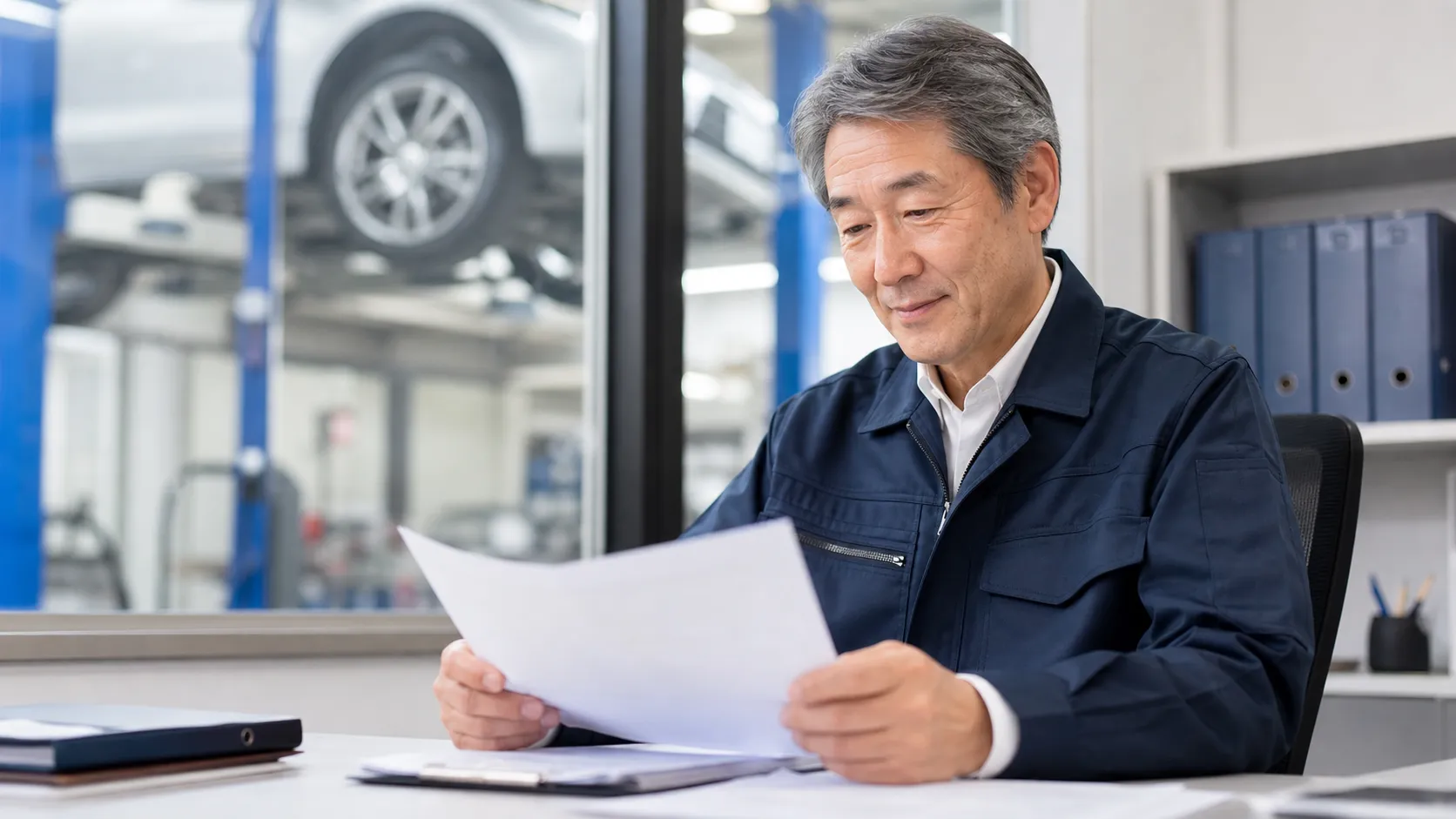 自動車整備工場のM&A・事業承継を検討する経営者のイメージ