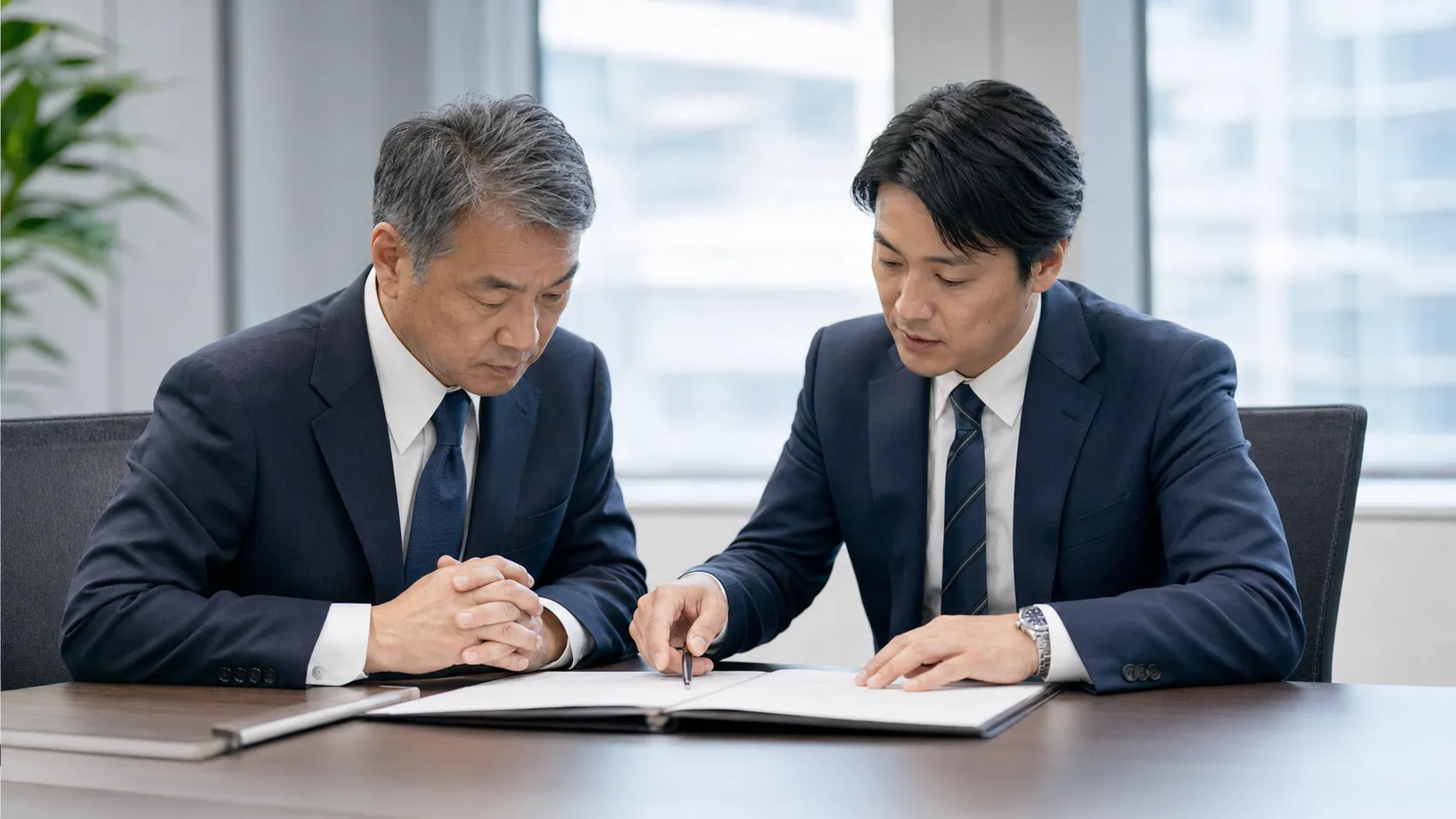 違約金条項を専門家と確認する経営者