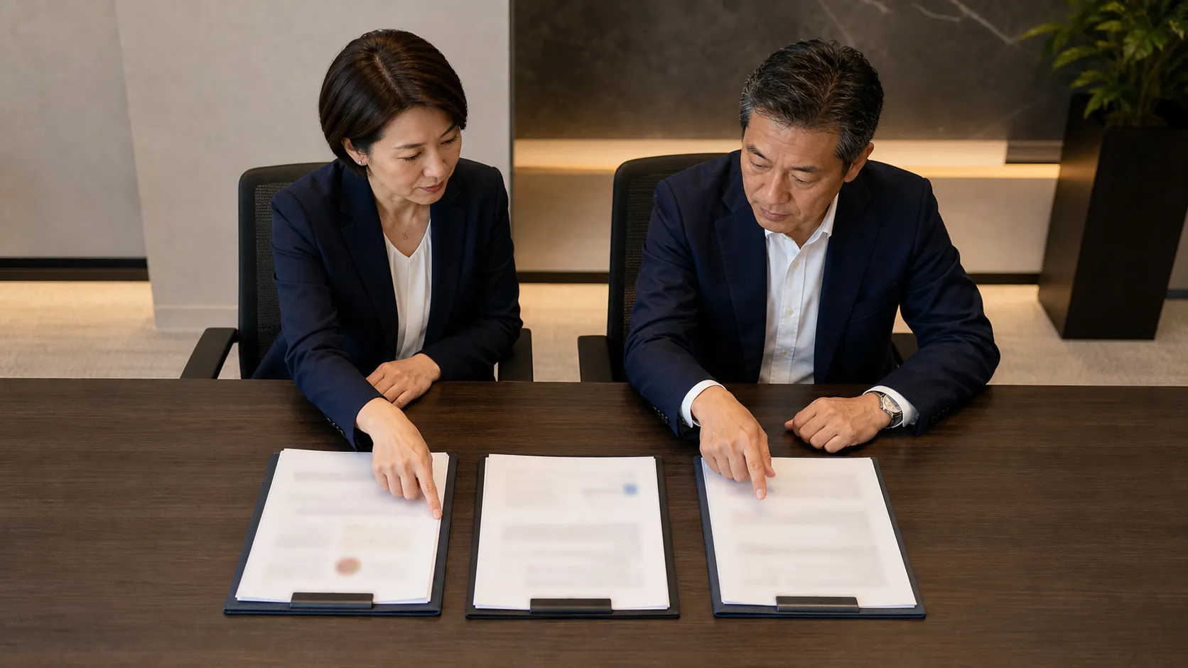 会社売却の手法を比較検討する専門家と経営者