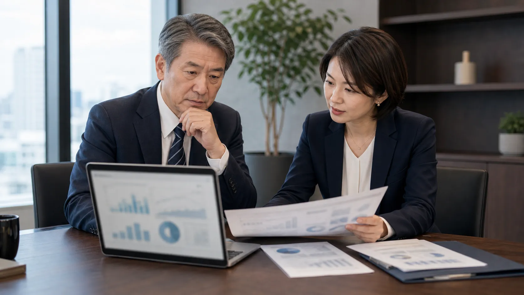 企業価値評価とタイミングの関係を検討する経営者と専門家