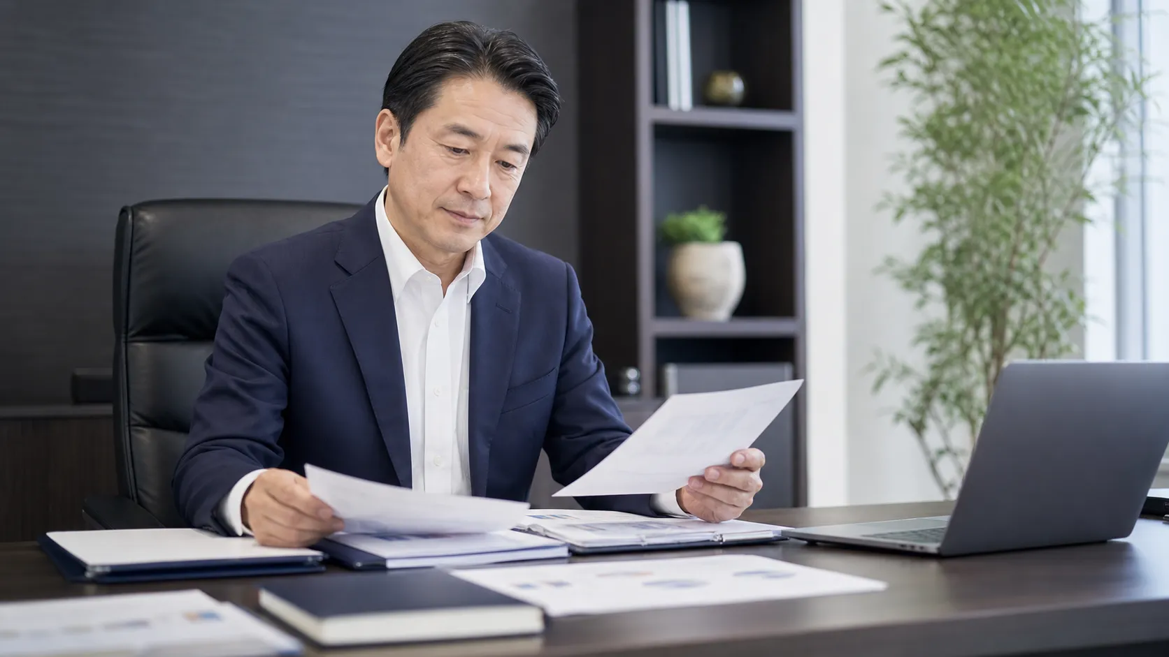 電気工事業のM&Aの基礎知識を資料で確認する経営者