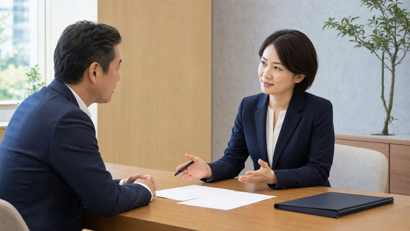 退職金条件の交渉ポイントを専門家に相談しているイメージ