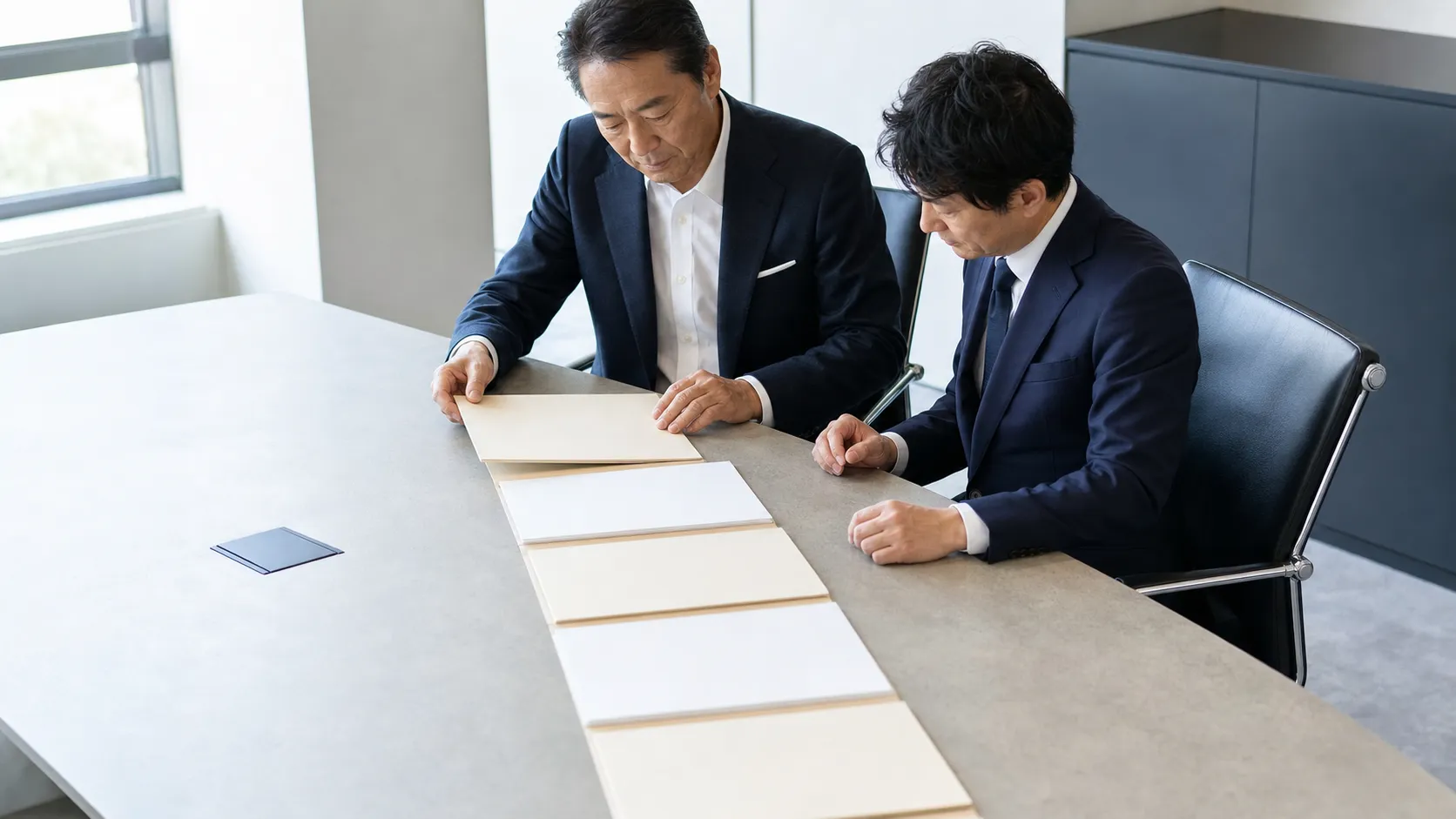 M&Aの手続きの流れを段階的に確認する経営者と専門家