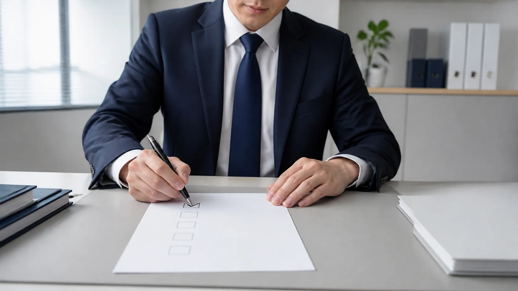 自社にMBO・EBOどちらが向いているか自己診断するシーン